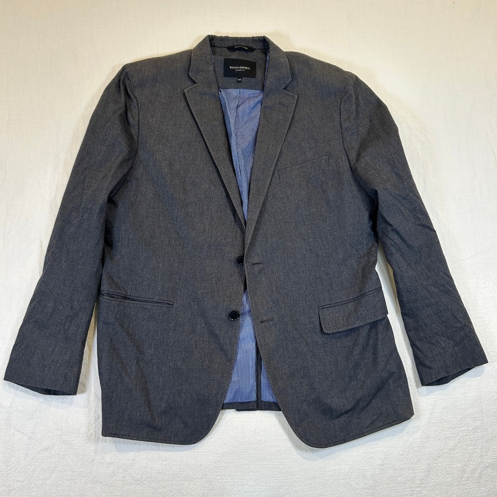 Banana Republic Tailored Fit Blazer Mens 44R Gray Cotton 2 Button Sport Coat